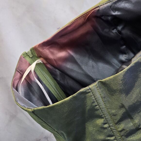 Gunne Sax Dress Womens Medium Green Holographic Y2K Whimsy Tube Prom Millennium - Picture 10 of 14